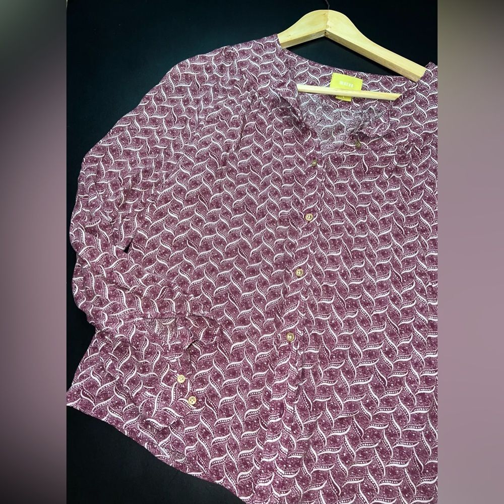 Anthropologie Maeve Collarless Button Down Blouse Women’s Size Small EUC